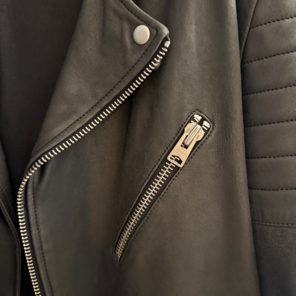 All Saints Black Lightweight Shirt Jacket with Moto-Style Design - Picture 4 of 6